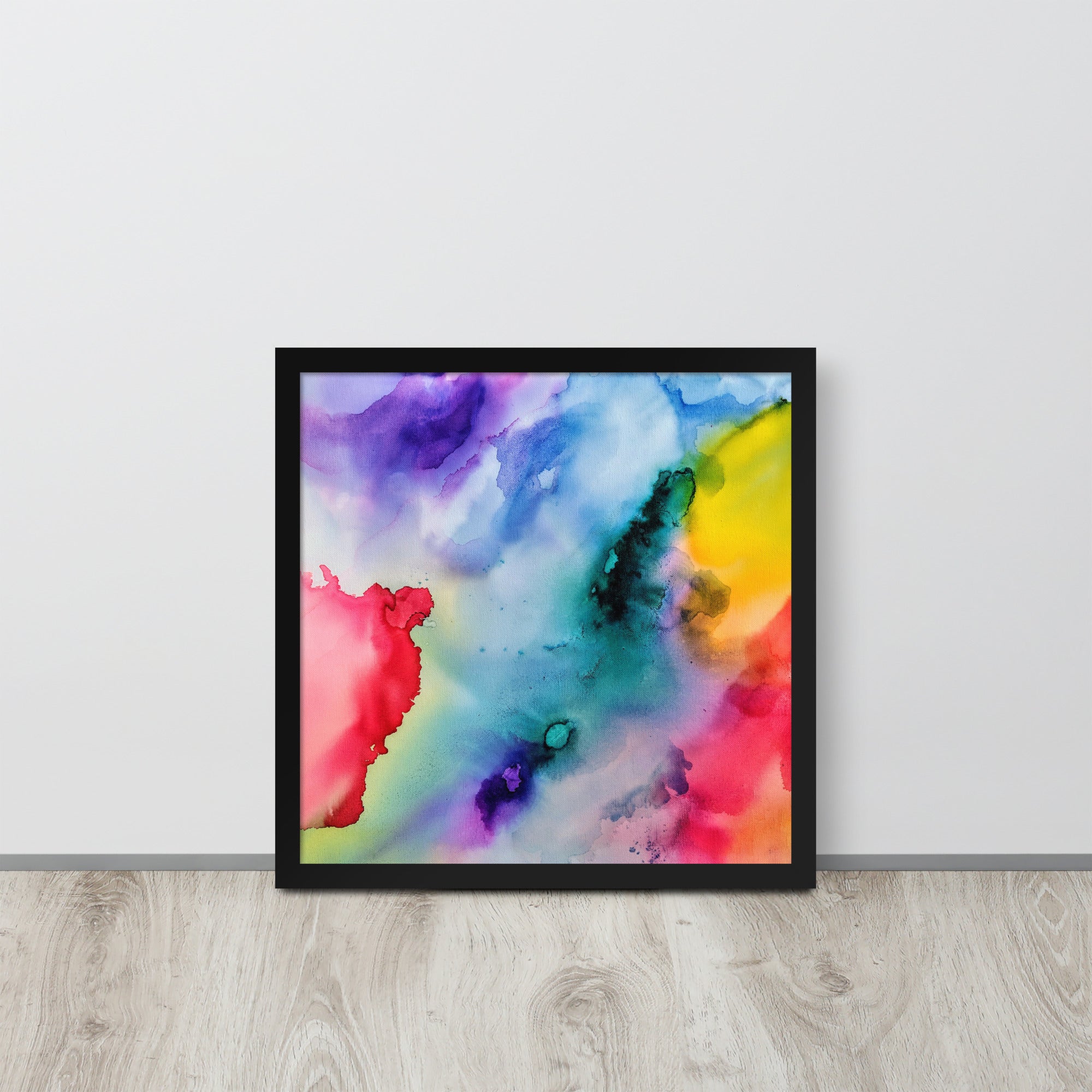 Abstract Framed photo paper poster featuring a modern design in a sturdy ayous wood frame, ideal for home decor.