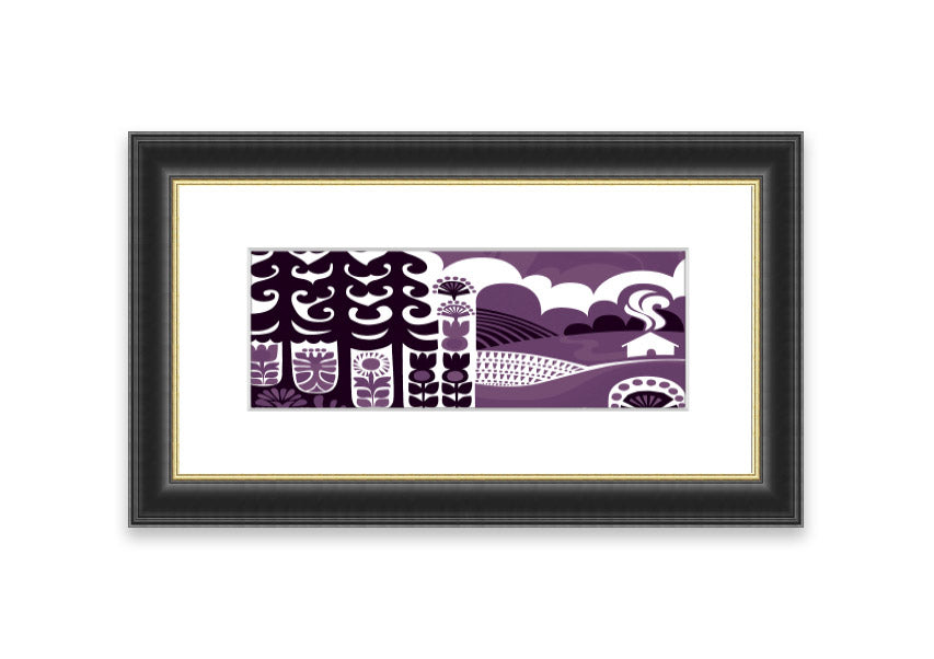 Abstract Hills Lilac framed print showcasing serene hills in lilac hues, elegantly framed and ready to hang.