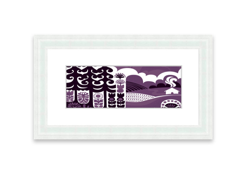 Abstract Hills Lilac framed print showcasing serene hills in lilac hues, elegantly framed and ready to hang.