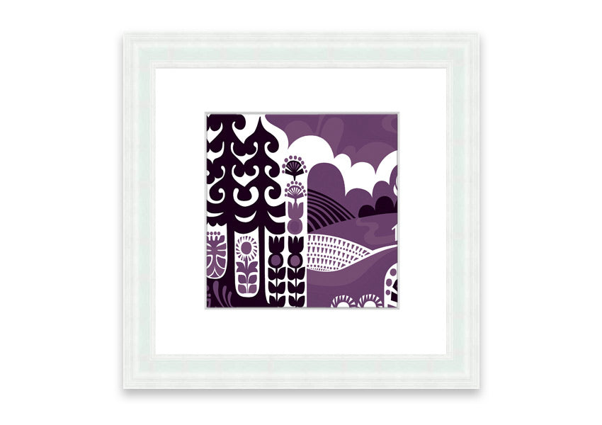 Abstract Hills Lilac framed print showcasing serene hills in lilac hues, elegantly framed and ready to hang.