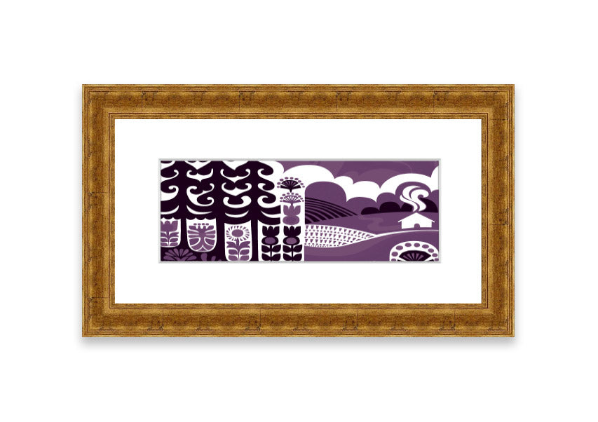 Abstract Hills Lilac framed print showcasing serene hills in lilac hues, elegantly framed and ready to hang.