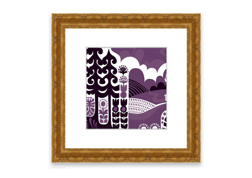 Abstract Hills Lilac framed print showcasing serene hills in lilac hues, elegantly framed and ready to hang.