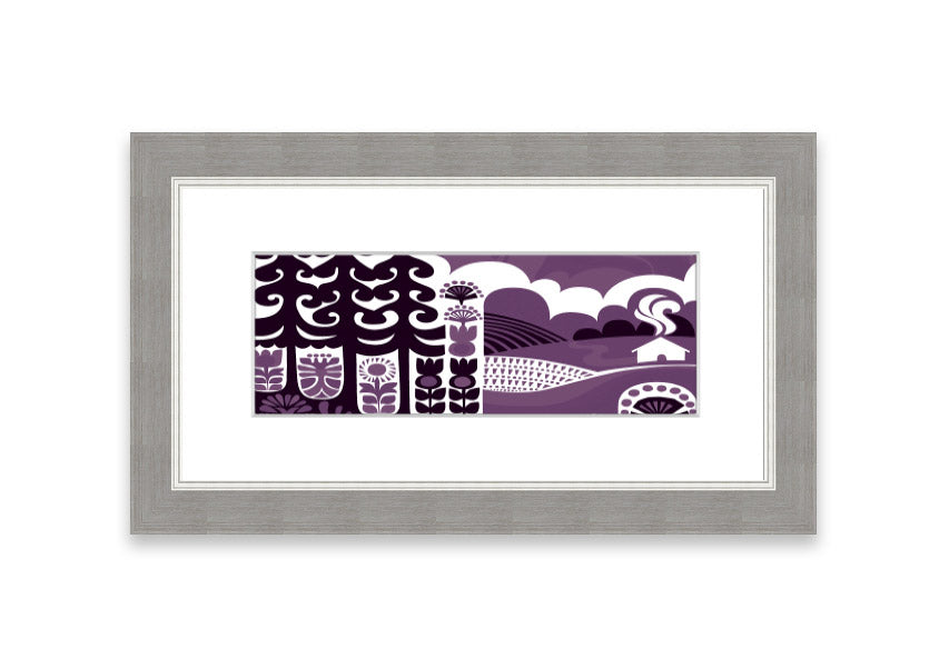 Abstract Hills Lilac framed print showcasing serene hills in lilac hues, elegantly framed and ready to hang.