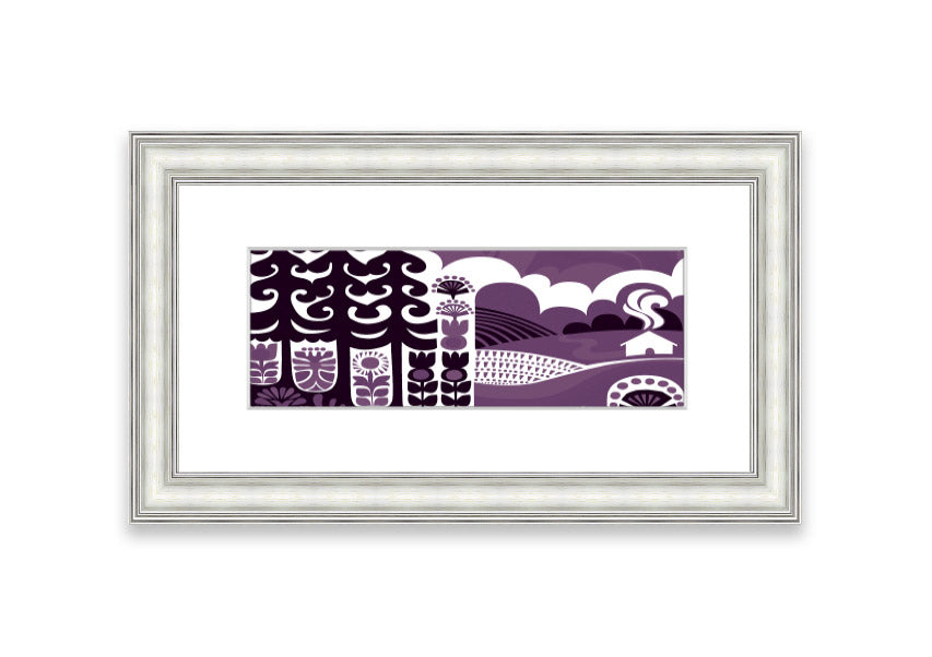 Abstract Hills Lilac framed print showcasing serene hills in lilac hues, elegantly framed and ready to hang.