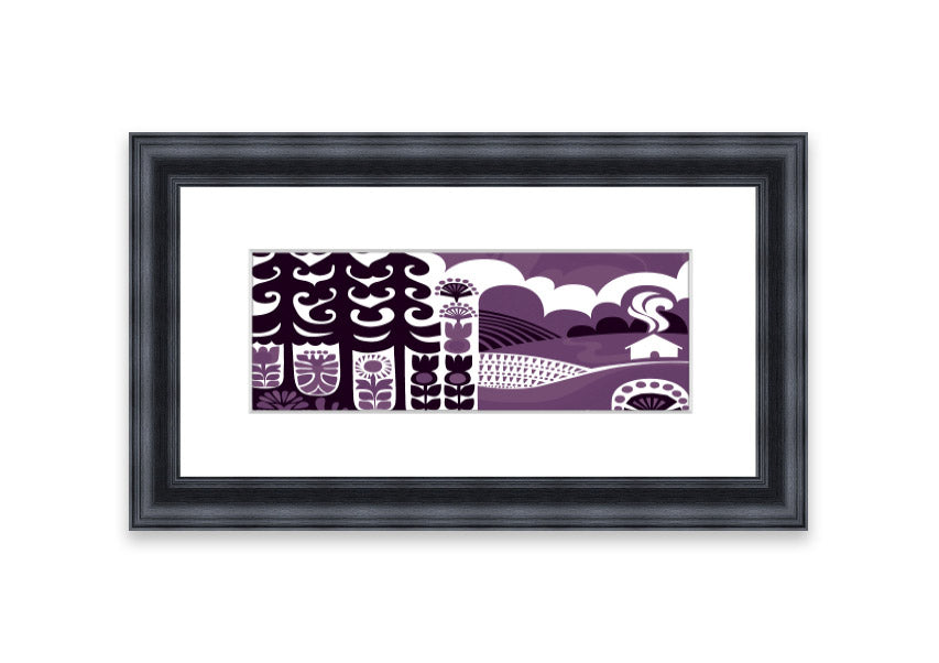 Abstract Hills Lilac framed print showcasing serene hills in lilac hues, elegantly framed and ready to hang.