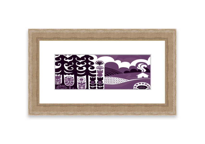 Abstract Hills Lilac framed print showcasing serene hills in lilac hues, elegantly framed and ready to hang.