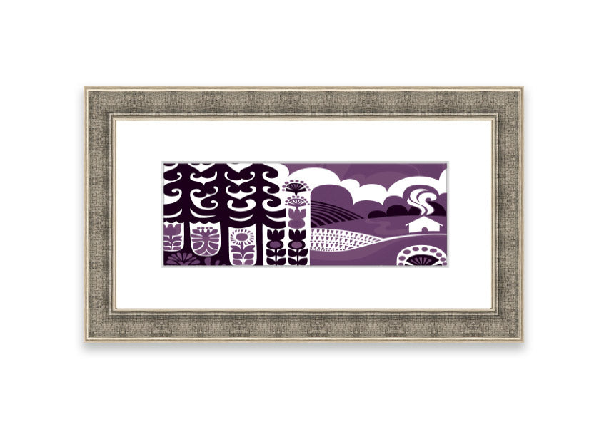 Abstract Hills Lilac framed print showcasing serene hills in lilac hues, elegantly framed and ready to hang.