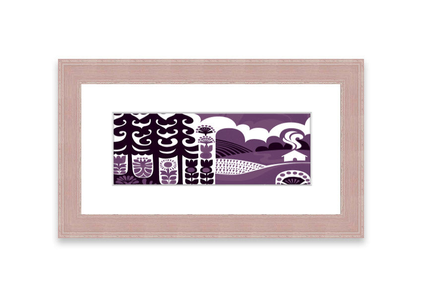 Abstract Hills Lilac framed print showcasing serene hills in lilac hues, elegantly framed and ready to hang.