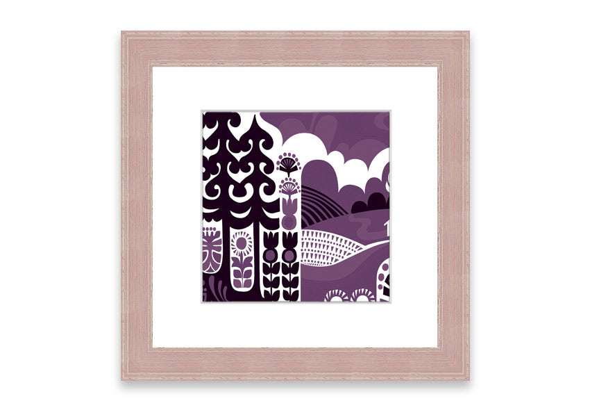 Abstract Hills Lilac framed print showcasing serene hills in lilac hues, elegantly framed and ready to hang.