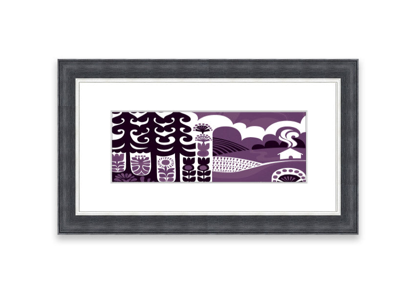 Abstract Hills Lilac framed print showcasing serene hills in lilac hues, elegantly framed and ready to hang.