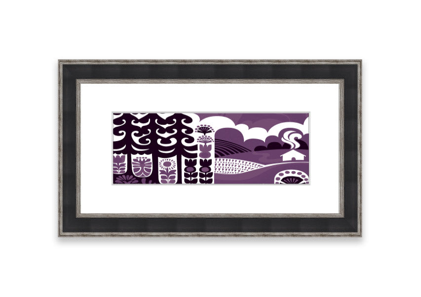 Abstract Hills Lilac framed print showcasing serene hills in lilac hues, elegantly framed and ready to hang.