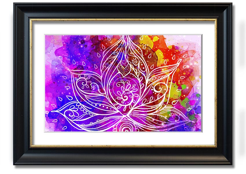 Framed print of Abstract Lotus Leaves in various frame colors, showcasing elegant design.