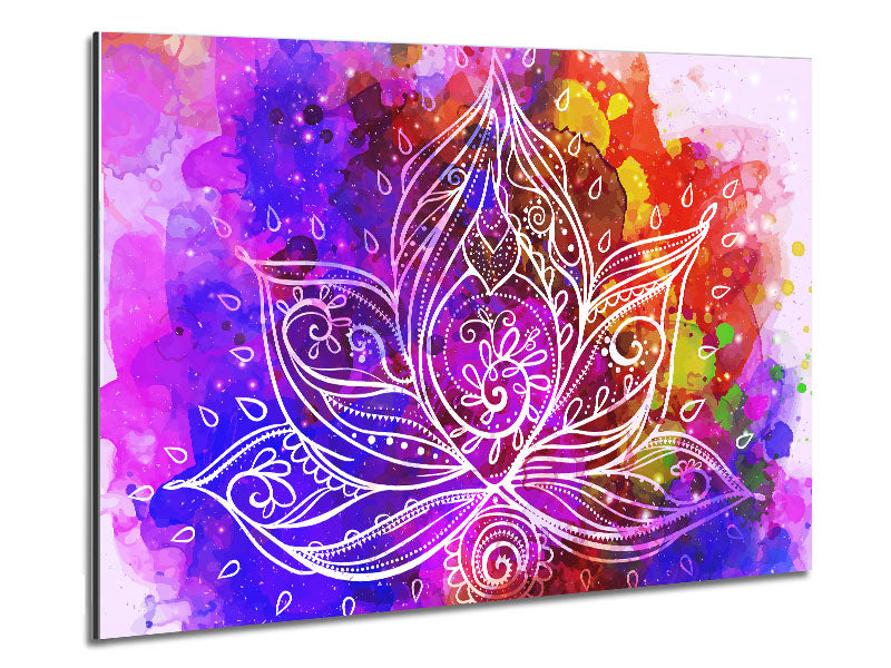 Abstract Lotus Leaves artwork printed on brushed aluminium dibond, showcasing a modern design with intricate details.