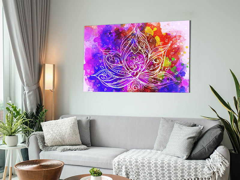 Abstract Lotus Leaves artwork printed on brushed aluminium dibond, showcasing a modern design with intricate details.