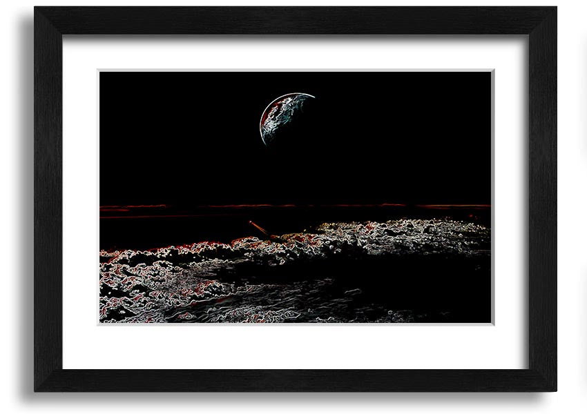 A beautifully framed Abstract Moon print showcasing a unique design, available in various frame colors.