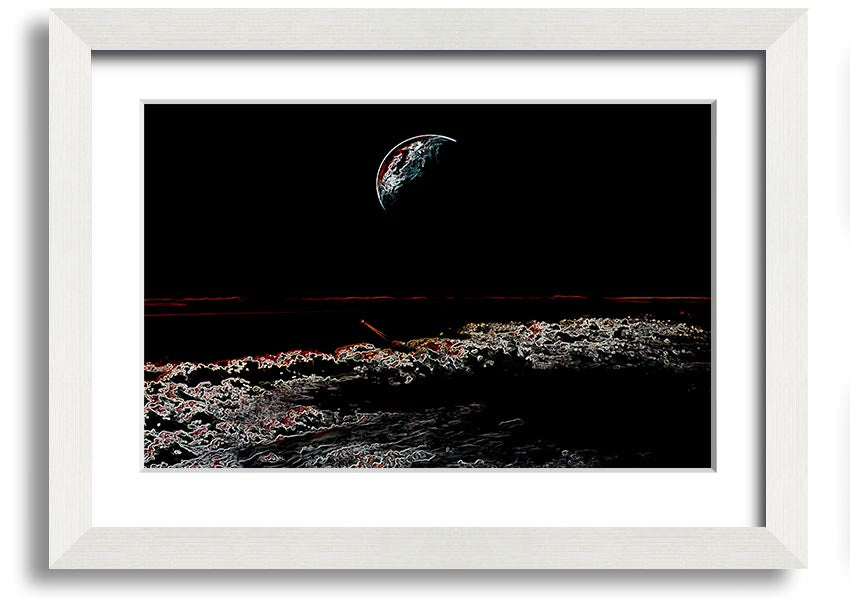 A beautifully framed Abstract Moon print showcasing a unique design, available in various frame colors.