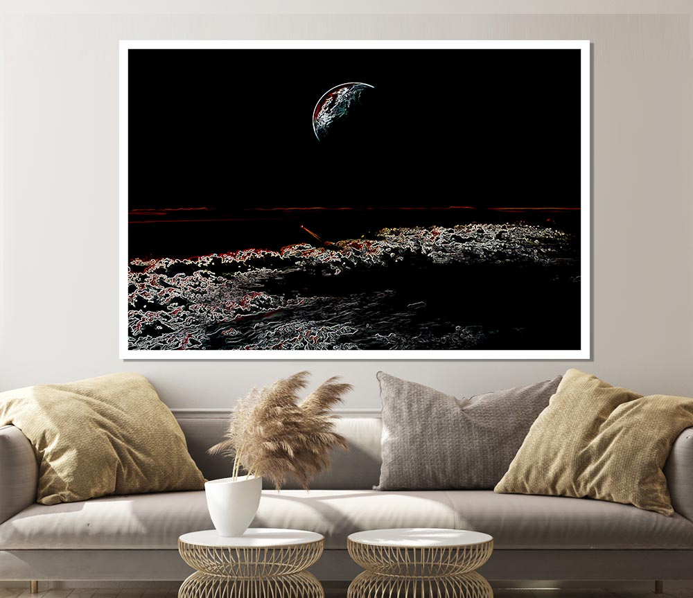 Abstract Moon canvas poster featuring a stunning design with soft colors and intricate details, perfect for home decor.