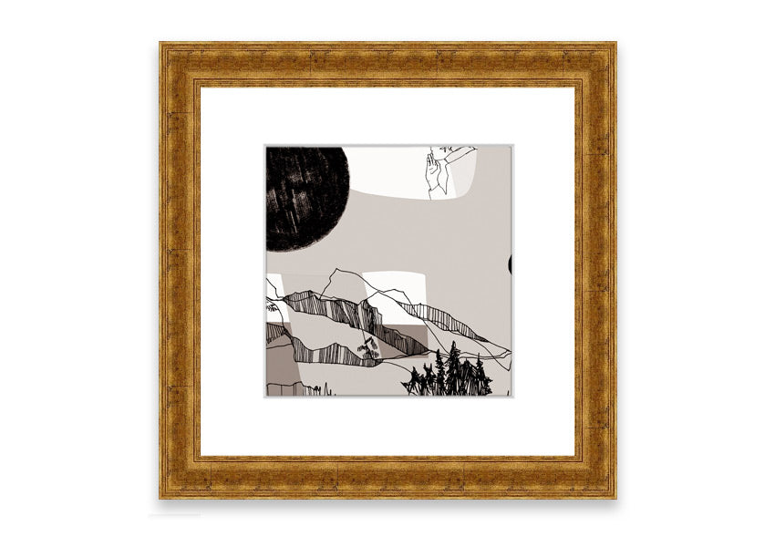 Abstract Mountain Beige framed print showcasing serene mountain landscape in beige tones, elegantly framed and ready to hang.