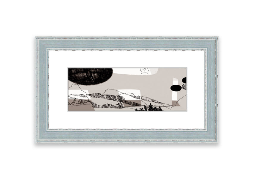 Abstract Mountain Beige framed print showcasing serene mountain landscape in beige tones, elegantly framed and ready to hang.