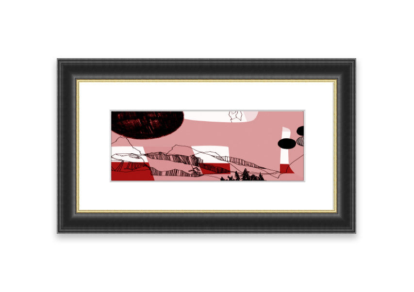 Abstract Mountain Pink framed print showcasing soft pink hues and mountain design, elegantly framed and ready to hang.