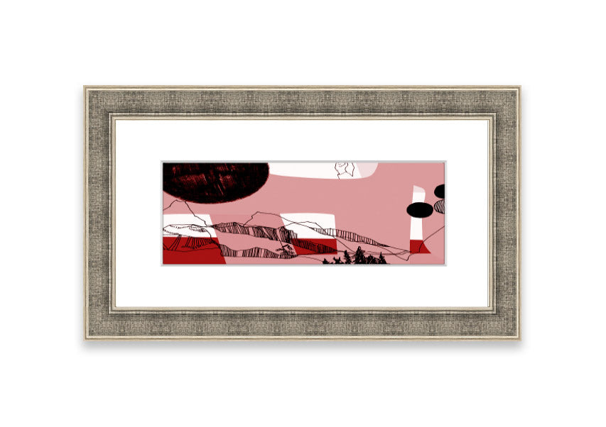 Abstract Mountain Pink framed print showcasing soft pink hues and mountain design, elegantly framed and ready to hang.