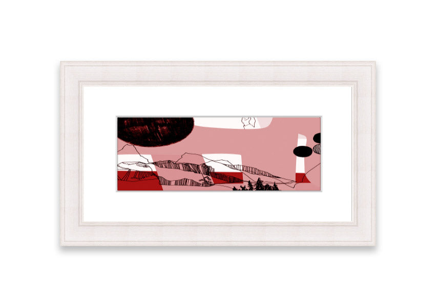 Abstract Mountain Pink framed print showcasing soft pink hues and mountain design, elegantly framed and ready to hang.