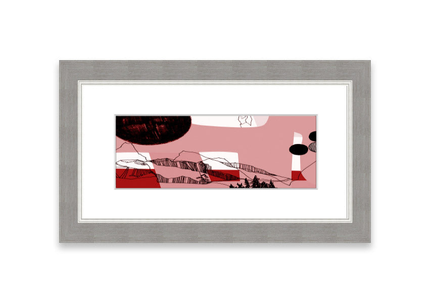 Abstract Mountain Pink framed print showcasing soft pink hues and mountain design, elegantly framed and ready to hang.