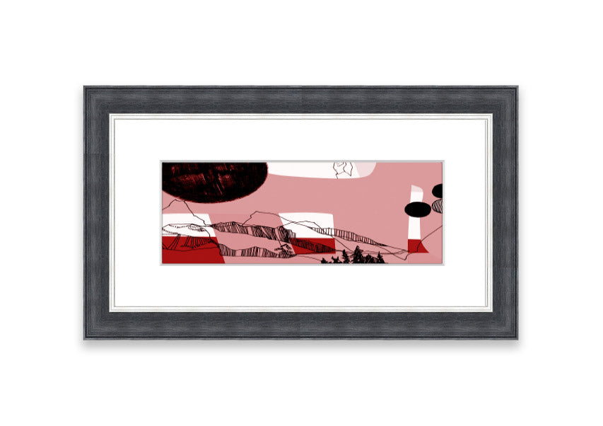 Abstract Mountain Pink framed print showcasing soft pink hues and mountain design, elegantly framed and ready to hang.