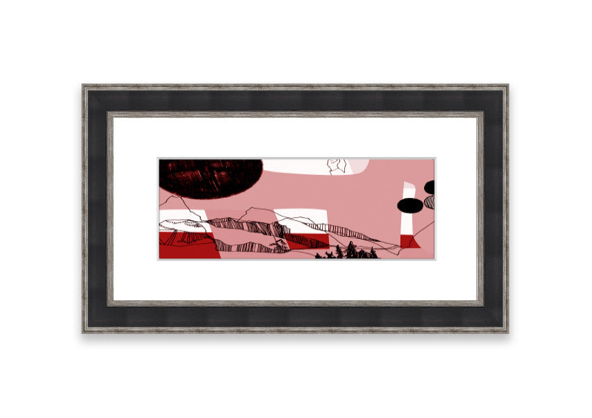 Abstract Mountain Pink framed print showcasing soft pink hues and mountain design, elegantly framed and ready to hang.