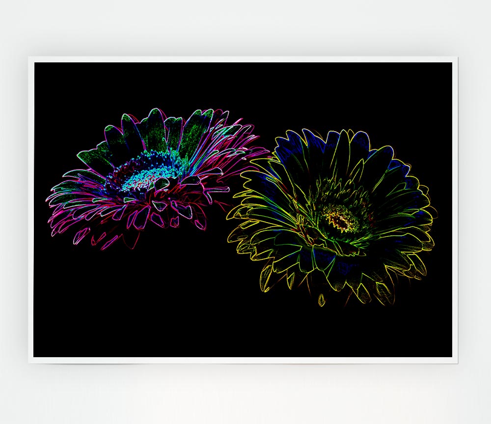 Abstract Neon Floral 12 canvas poster featuring vibrant neon colors and floral patterns, perfect for home decor.