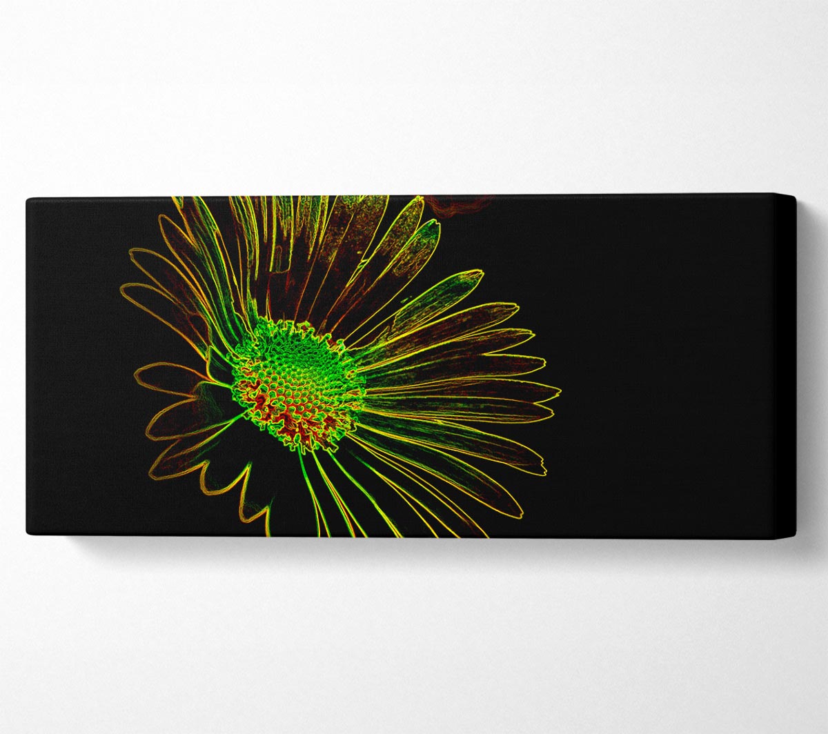 Abstract Neon Floral 13 canvas art featuring vibrant colors and floral patterns, mounted on a sturdy box frame, ready to hang.