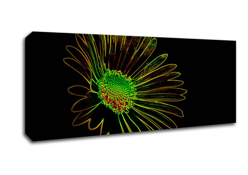 Abstract Neon Floral 13 canvas art featuring vibrant colors and floral patterns, mounted on a sturdy box frame, ready to hang.