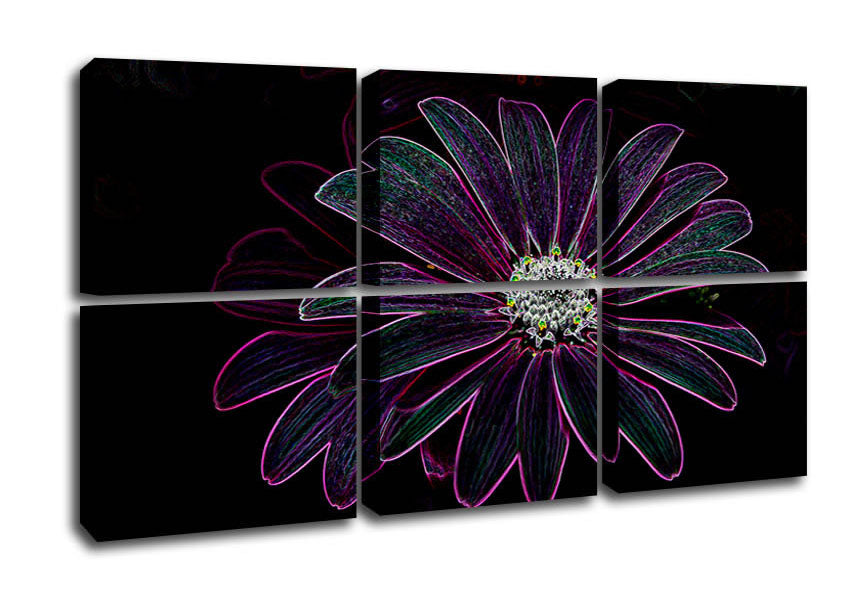 Abstract Neon Floral 14 canvas art featuring vibrant floral designs in neon colors, mounted on a sturdy box frame.