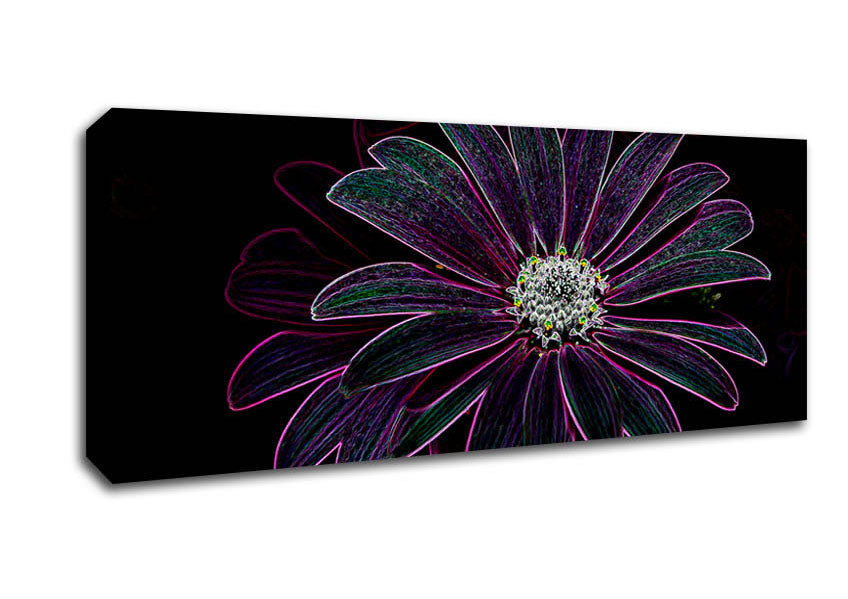 Abstract Neon Floral 14 canvas art featuring vibrant floral patterns in neon colors, mounted on a sturdy box frame.