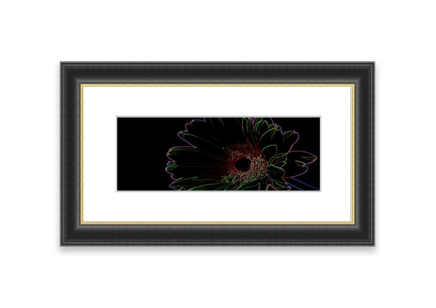 Abstract Neon Floral 16 framed print featuring vibrant colors and floral patterns, ready to hang.