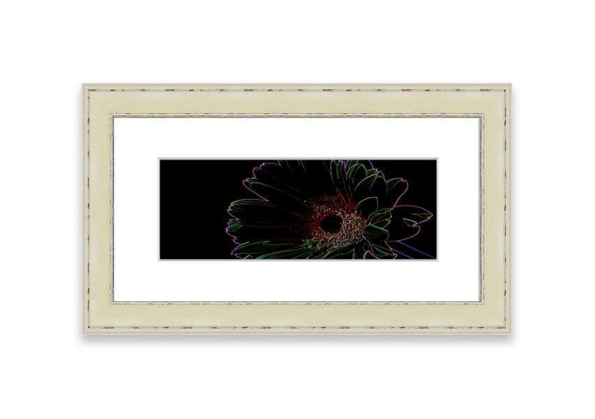 Abstract Neon Floral 16 framed print featuring vibrant colors and floral patterns, ready to hang.