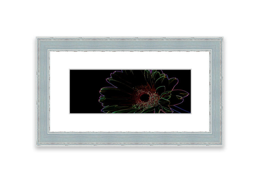 Abstract Neon Floral 16 framed print featuring vibrant colors and floral patterns, ready to hang.