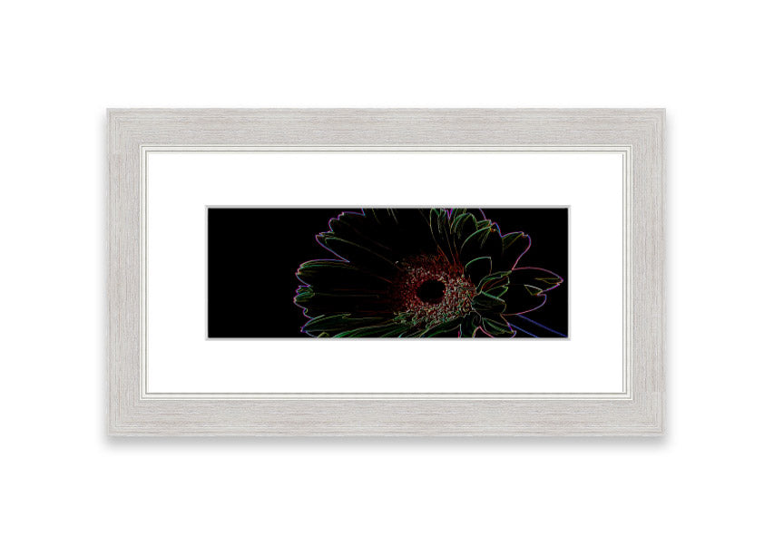 Abstract Neon Floral 16 framed print featuring vibrant colors and floral patterns, ready to hang.