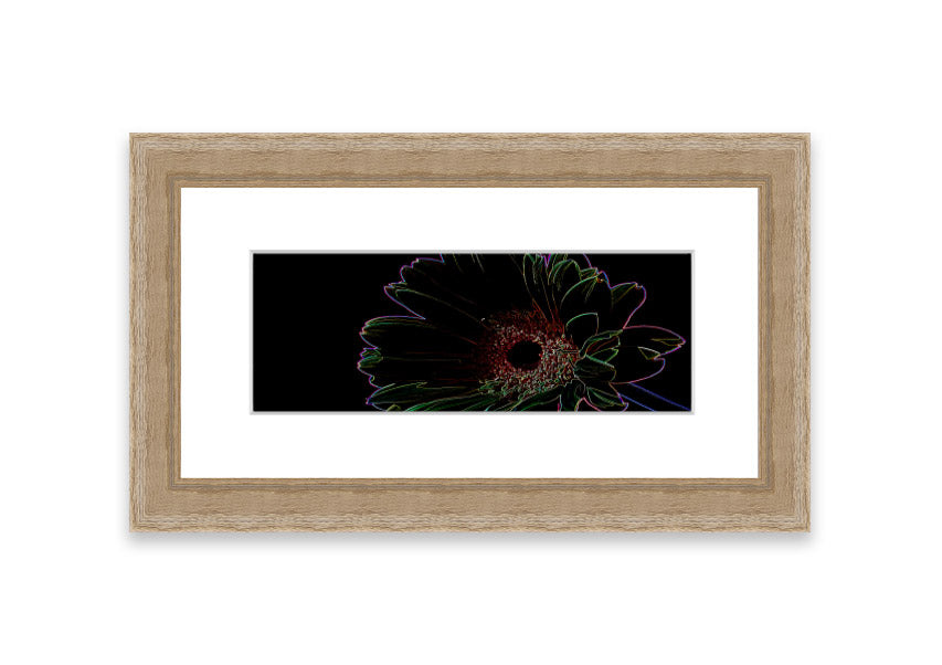 Abstract Neon Floral 16 framed print featuring vibrant colors and floral patterns, ready to hang.