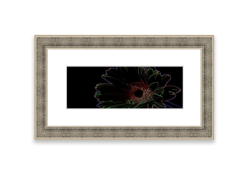 Abstract Neon Floral 16 framed print featuring vibrant colors and floral patterns, ready to hang.