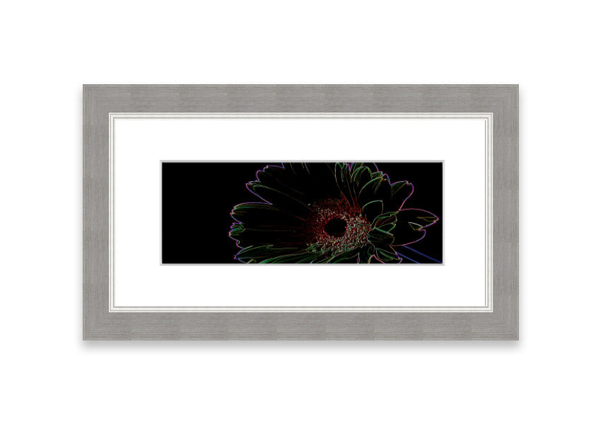 Abstract Neon Floral 16 framed print featuring vibrant colors and floral patterns, ready to hang.