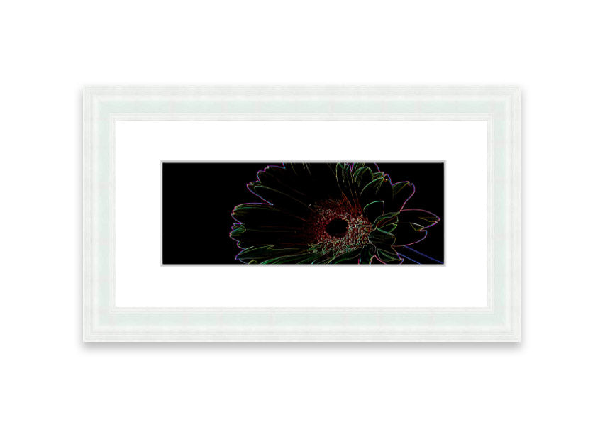 Abstract Neon Floral 16 framed print featuring vibrant colors and floral patterns, ready to hang.