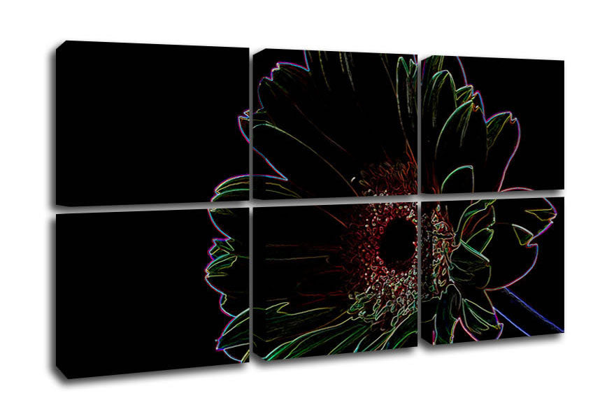 Abstract Neon Floral 16 canvas art featuring vibrant floral patterns in neon colors, mounted on a sturdy box frame.