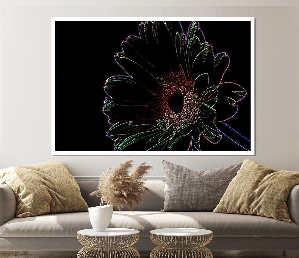 Abstract Neon Floral 16 canvas poster featuring vibrant floral designs in neon colors, perfect for home or office decor.