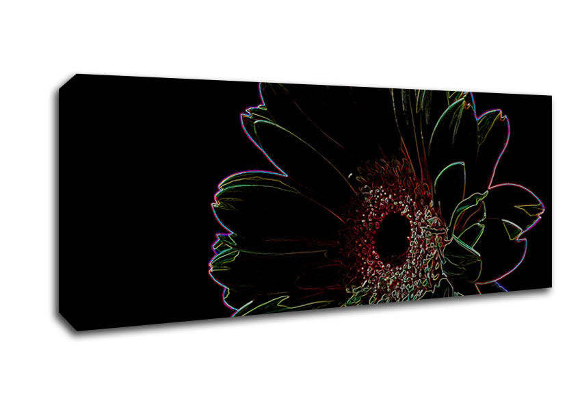 Abstract Neon Floral 16 canvas art featuring vibrant colors and floral patterns, mounted on a sturdy box frame, ready to hang.