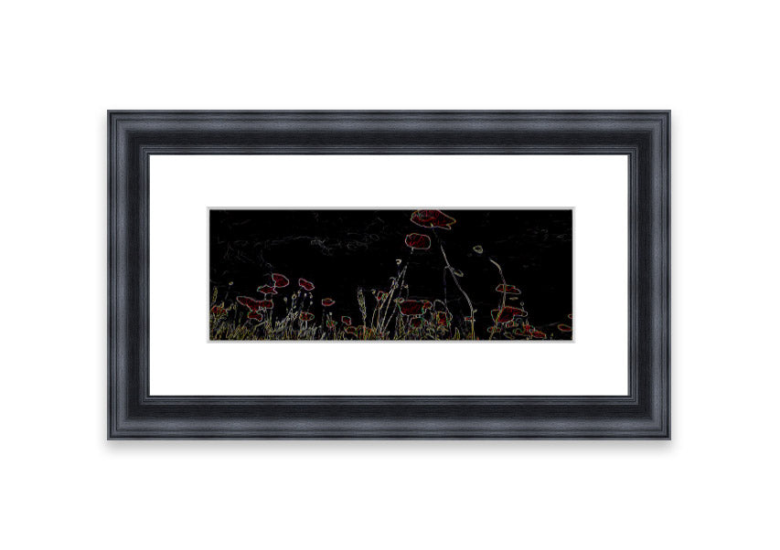 Abstract Neon Floral 17 framed print featuring vibrant colors and floral designs, ready to hang.