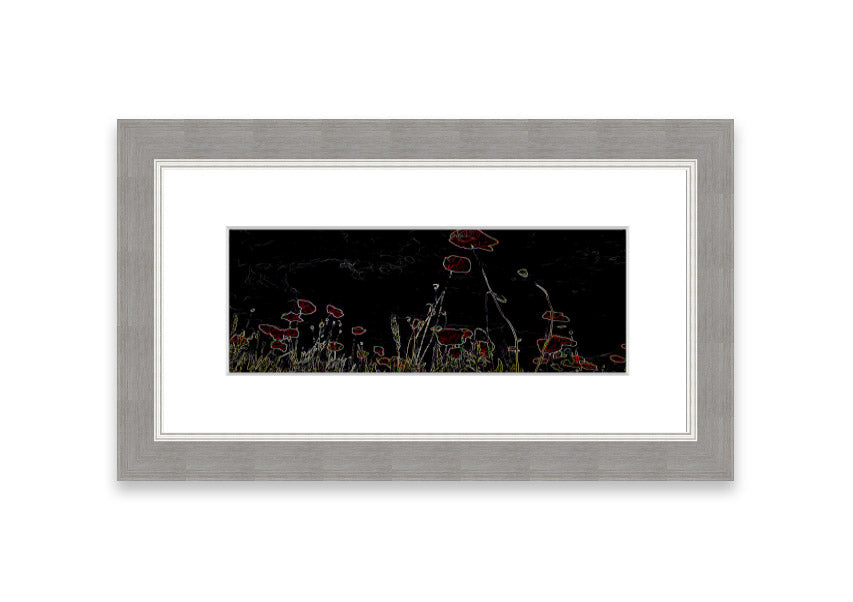 Abstract Neon Floral 17 framed print featuring vibrant colors and floral designs, ready to hang.