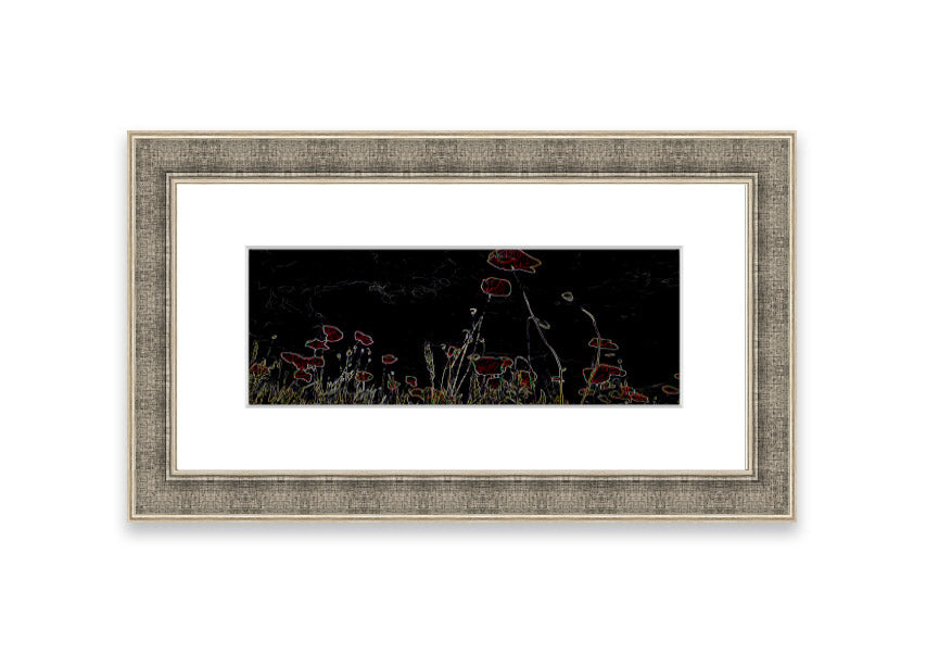 Abstract Neon Floral 17 framed print featuring vibrant colors and floral designs, ready to hang.