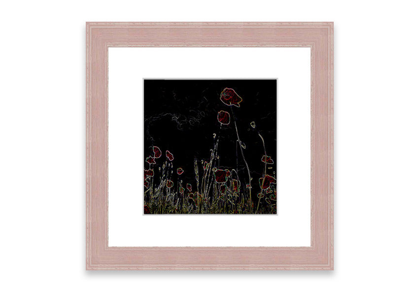 Abstract Neon Floral 17 framed print featuring vibrant colors and floral designs, ready to hang.