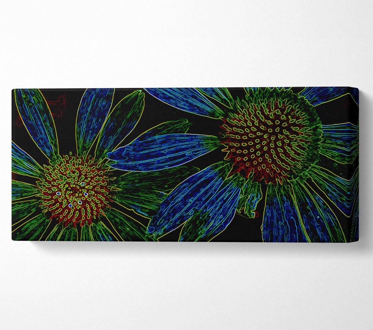 Abstract Neon Floral 18 canvas art featuring vibrant floral designs on a coated polyester canvas, mounted on a sturdy box frame.